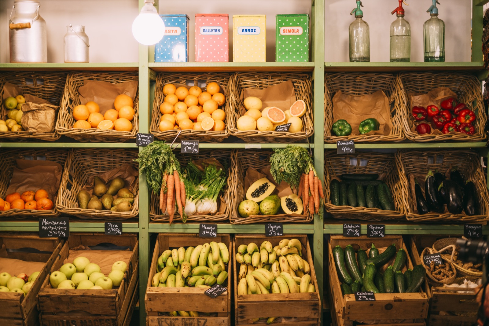 Colorful produce arranged at a neighborhood market