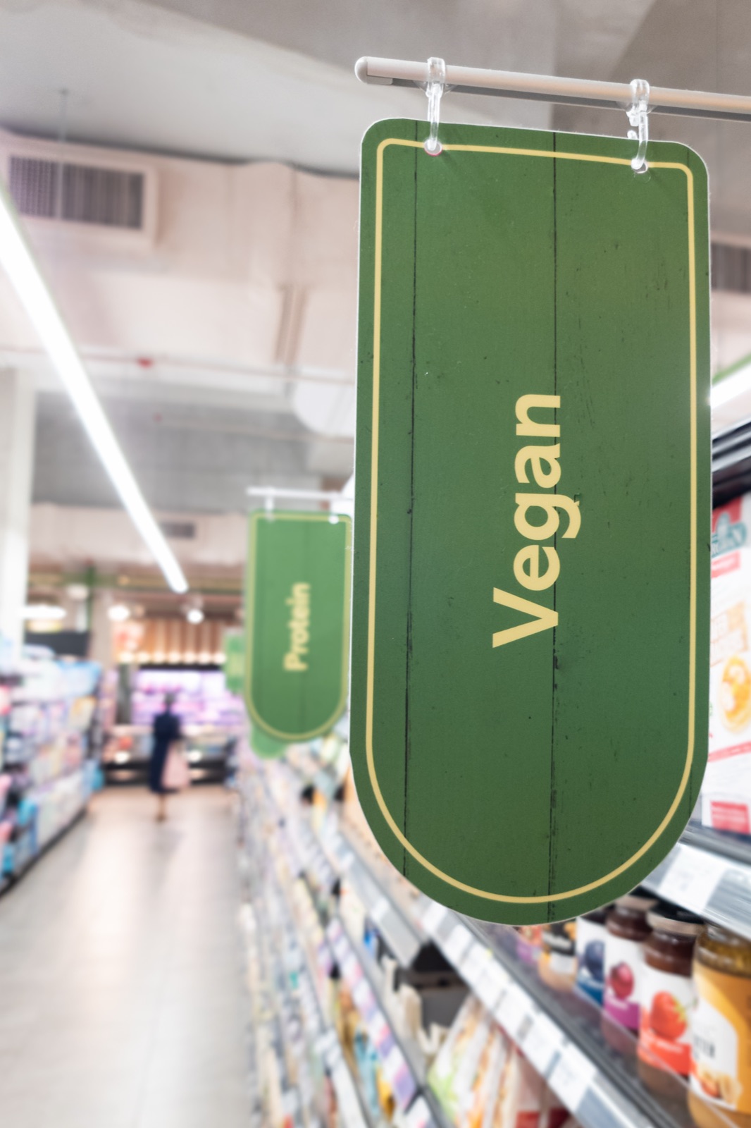 Vegan grocery aisle signage